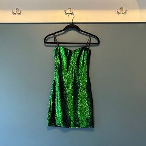 Green Sequin Mini Dress